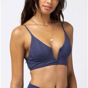 L*Space Siren Bikini Top in Slate Blue/Gray Size Large NWT Wired V